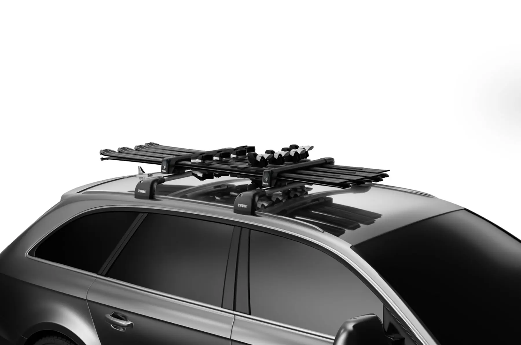 Suport schiuri Thule SnowPack Negru 7324 cu prindere pe bare transversale 2